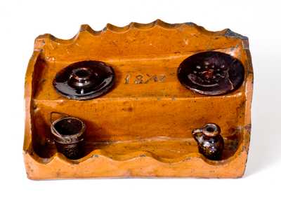 Unusual Redware Inkstand Dated 