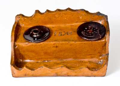 Unusual Redware Inkstand Dated 