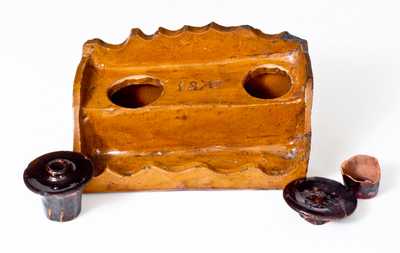 Unusual Redware Inkstand Dated 