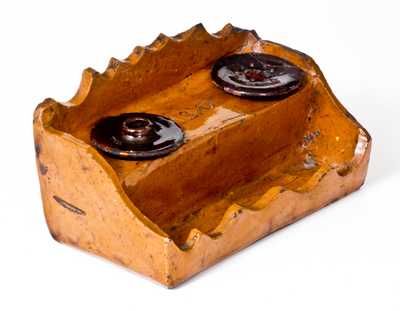 Unusual Redware Inkstand Dated 