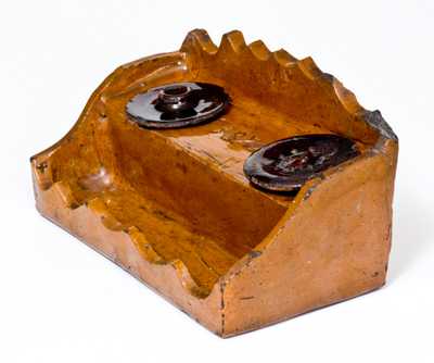 Unusual Redware Inkstand Dated 