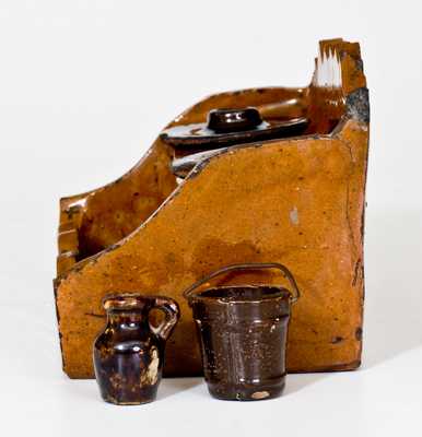 Unusual Redware Inkstand Dated 