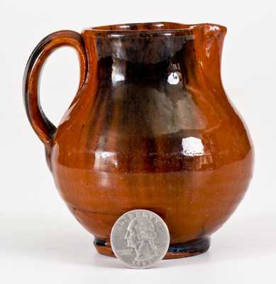 New England Redware Cream Pitcher w/ Manganese Decoration