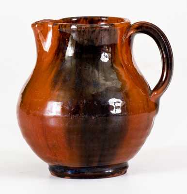 New England Redware Cream Pitcher w/ Manganese Decoration