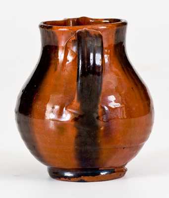 New England Redware Cream Pitcher w/ Manganese Decoration