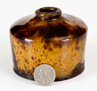 Rare and Important Bristol County, Massachusetts Redware Inkwell w ...