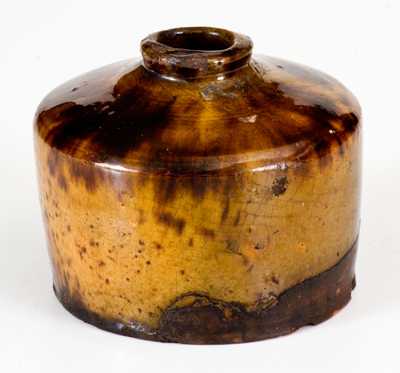 Rare and Important Bristol County, Massachusetts Redware Inkwell w/ Vibrant Glaze