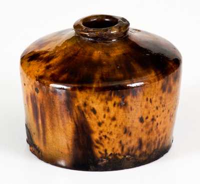 Rare and Important Bristol County, Massachusetts Redware Inkwell w/ Vibrant Glaze