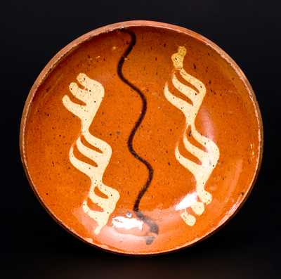 Berks County, PA Redware Plate with Two-Color Slip Decoration