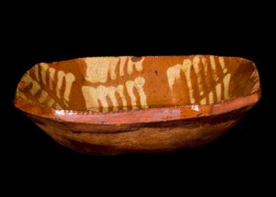 Early Small-Sized Slip-Decorated Redware Loaf Dish, probably Philadelphia