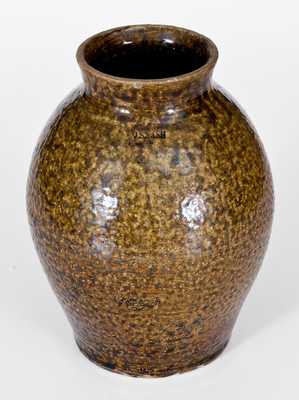 Rare J. S. NASH, Marion County, Texas Alkaline-Glazed Stoneware Jar