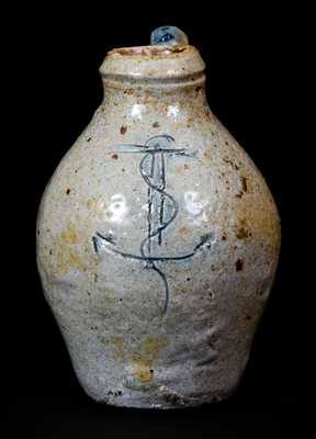 Fine Miniature Stoneware Jug w/ Incised Anchor Decoration, early 19th century