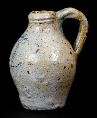 Fine Miniature Stoneware Jug w/ Incised Anchor Decoration, early 19th century