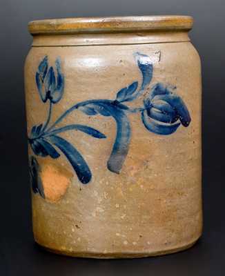 1 Gal. Western PA Stoneware Jar with Brushed Floral Decoration
