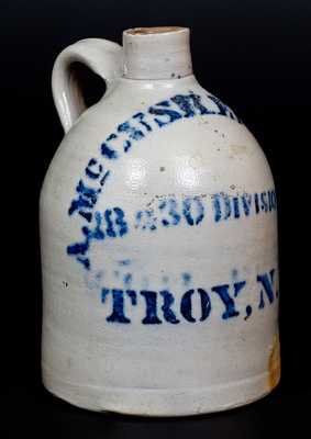 1 Gal. Stoneware Jug with Stenciled TROY, NY Advertising