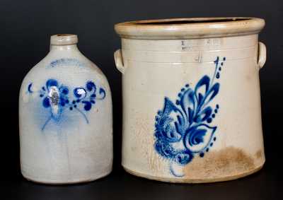 Lot of Two: NORTON / BENNINGTON, VT Decorated Stoneware Jug and Crock