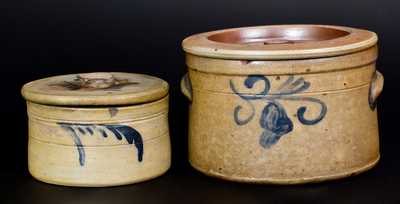 Lot of Two: NJ Stoneware Cake Crock and Remmey Philadelphia Butter Crock