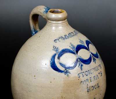 Exceptional 3 Gal. Thomas Commeraw Stoneware Jug, New York City, circa 1810