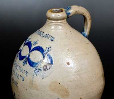 Exceptional 3 Gal. Thomas Commeraw Stoneware Jug, New York City, circa 1810