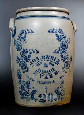 Very Rare JOS. ENEIX & EVANS / NEW GENEVA, PA 20 Gal. Stoneware Jar