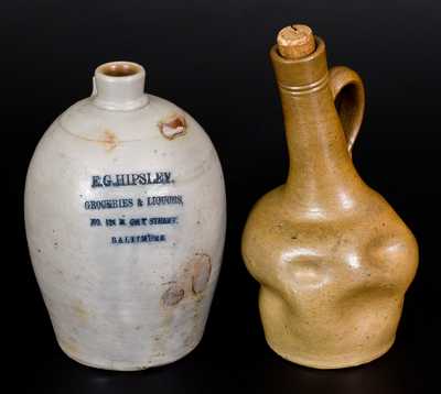 Lot of Two: Baltimore, MD Liquor Jugs incl. Intentionally-Misshapen 