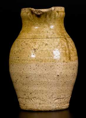 Unusual Alkaline-Glazed Southern Stoneware Pitcher with Coggled Decoration