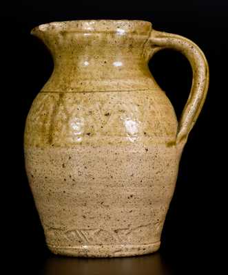 Unusual Alkaline-Glazed Southern Stoneware Pitcher with Coggled Decoration