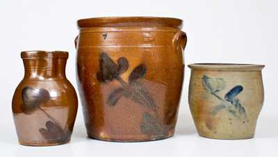 Lot of Three: Decorated Stoneware Jars and Pitcher att. D. P. Shenfelder, Reading, PA