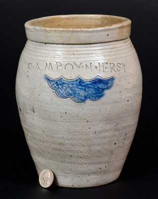 Small S. AMBOY / N. JERSY Ovoid Stoneware Jar att. Warne & Letts, South Amboy, NJ