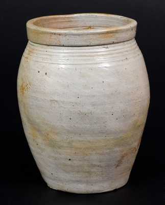 Small S. AMBOY / N. JERSY Ovoid Stoneware Jar att. Warne & Letts, South Amboy, NJ