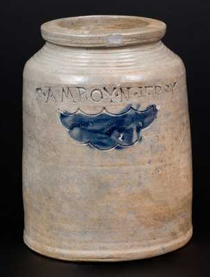 Small S. AMBOY / N. JERSY Stoneware Jar att. Warne & Letts, South Amboy, NJ