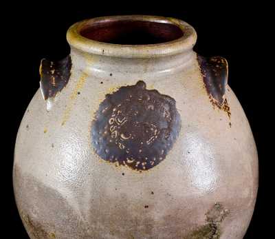 Very Rare att. Xerxes Price (Sayreville, NJ) Stoneware Jar w/ Impressed Floral Design