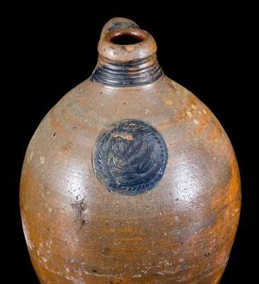 Very Rare att. Xerxes Price (Sayreville, NJ) Stoneware Jug w/ Impressed Floral Decoration