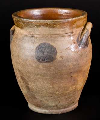 Very Rare attrib. Xerxes Price (Sayreville, NJ) Stoneware Jar w/ Impressed Floral Decoration