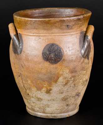 Very Rare attrib. Xerxes Price (Sayreville, NJ) Stoneware Jar w/ Impressed Floral Decoration