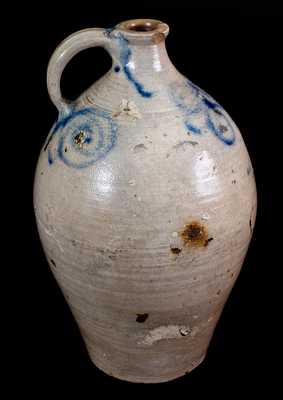 Extremely Rare Kemple Pottery, Ringoes, NJ Stoneware Jug, 18th century