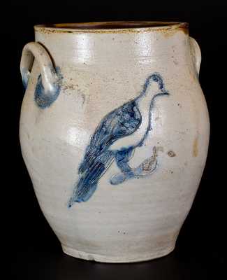 Stoneware Jar with Fine Incised Bird Decoration, probably Connecticut