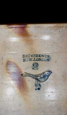 Rare S. T. BREWER / NEW LONDON Stoneware Jar w/ Incised Bird Decoration