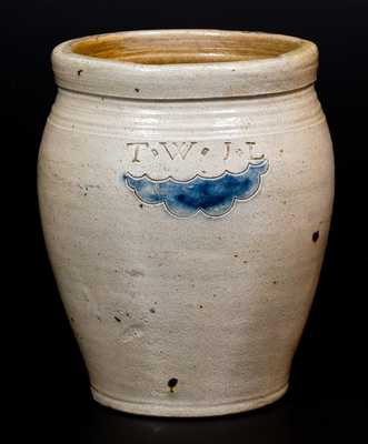 Small T.W. J.L. (South Amboy, NJ) Stoneware Jar with Impressed Decoration