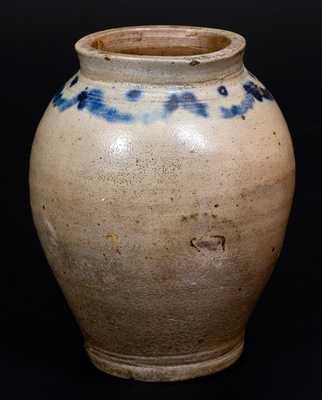 Small Ovoid New York City Stoneware Jar w/ Brushed Decoration, early 19th century