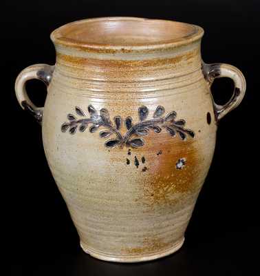 Vertical-Handled NYC Stoneware Jar w/ Incised  Decoration, Eighteenth Century