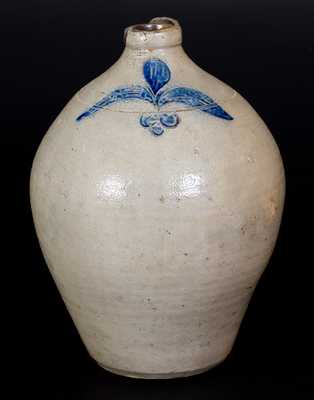 Ovoid Stoneware Jug w/ Incised Decoration, possibly Troy, New York