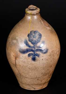 1/2 Gal. Stoneware Jug with Brushed Floral Decoration, early 19th century