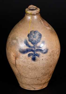 1/2 Gal. Stoneware Jug with Brushed Floral Decoration, early 19th century