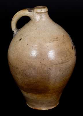 Stoneware Jug w/ Outstanding Incised Bird Decoration, Manhattan, early 19th century