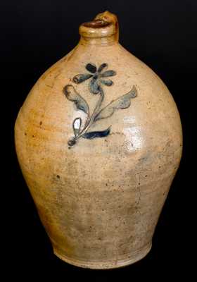 Stoneware Jug w/ Incised Floral Decoration, Manhattan, early 19th century