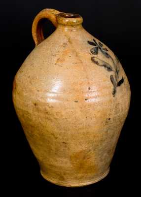Stoneware Jug w/ Incised Floral Decoration, Manhattan, early 19th century