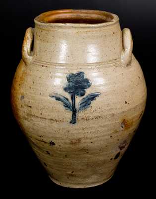 Fine Stoneware Jar w/ Impressed Decorations, att. Jonathan Fenton, Boston, c1800