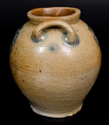 Fine Ovoid Stoneware Jar w/ Floral Decoration, Manhattan, early 19th century