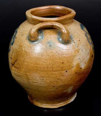 Fine Ovoid Stoneware Jar w/ Floral Decoration, Manhattan, early 19th century